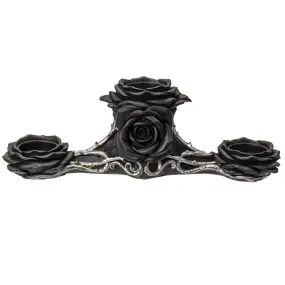 Candle Holder - Black Triple Rose