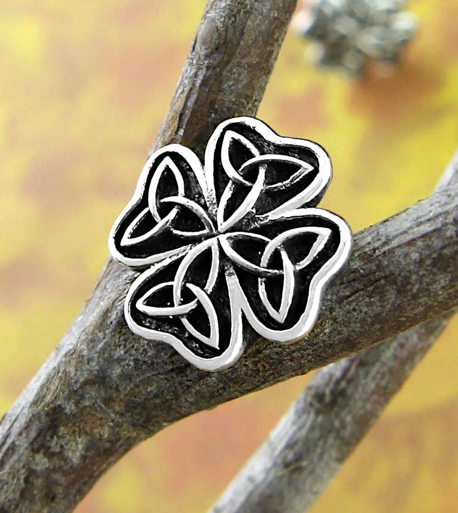 Celtic Cross / Four-Leaf Clover With Triquetra Knots Stud Earrings