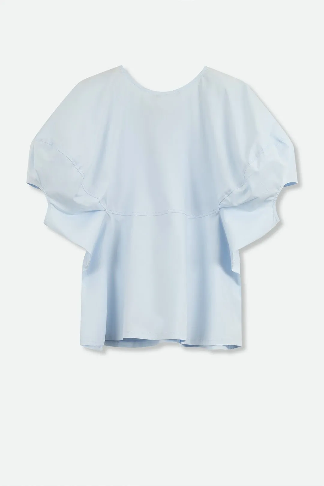 CERCHI SHORT SLEEVE BLOUSE IN ITALIAN COTTON BABY BLUE