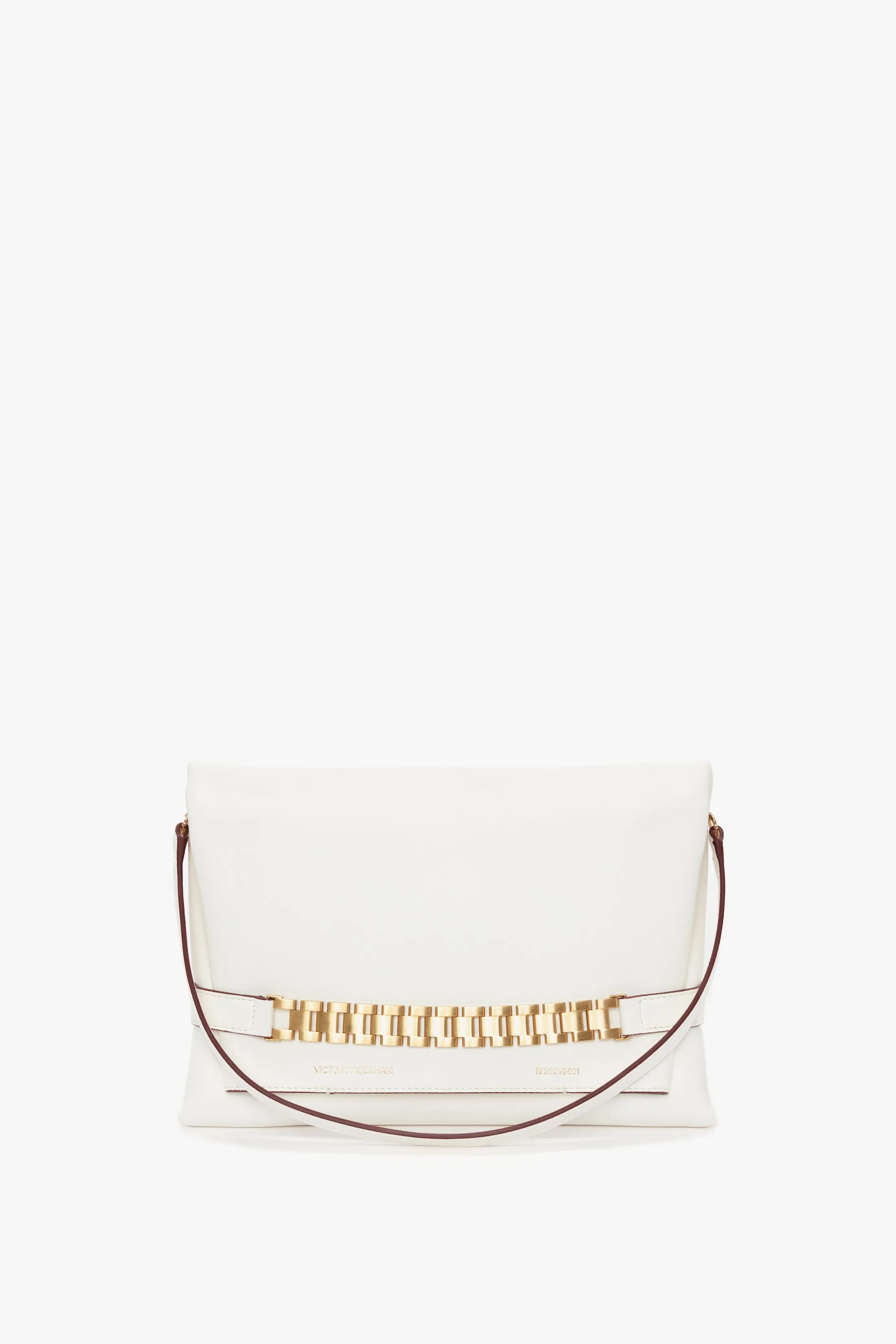 Chain Pouch with Strap In White Leather