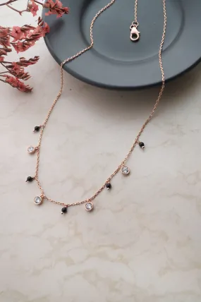 Charming Bling Charms Rose Gold Plated Sterling Silver Mangalsutra Necklace