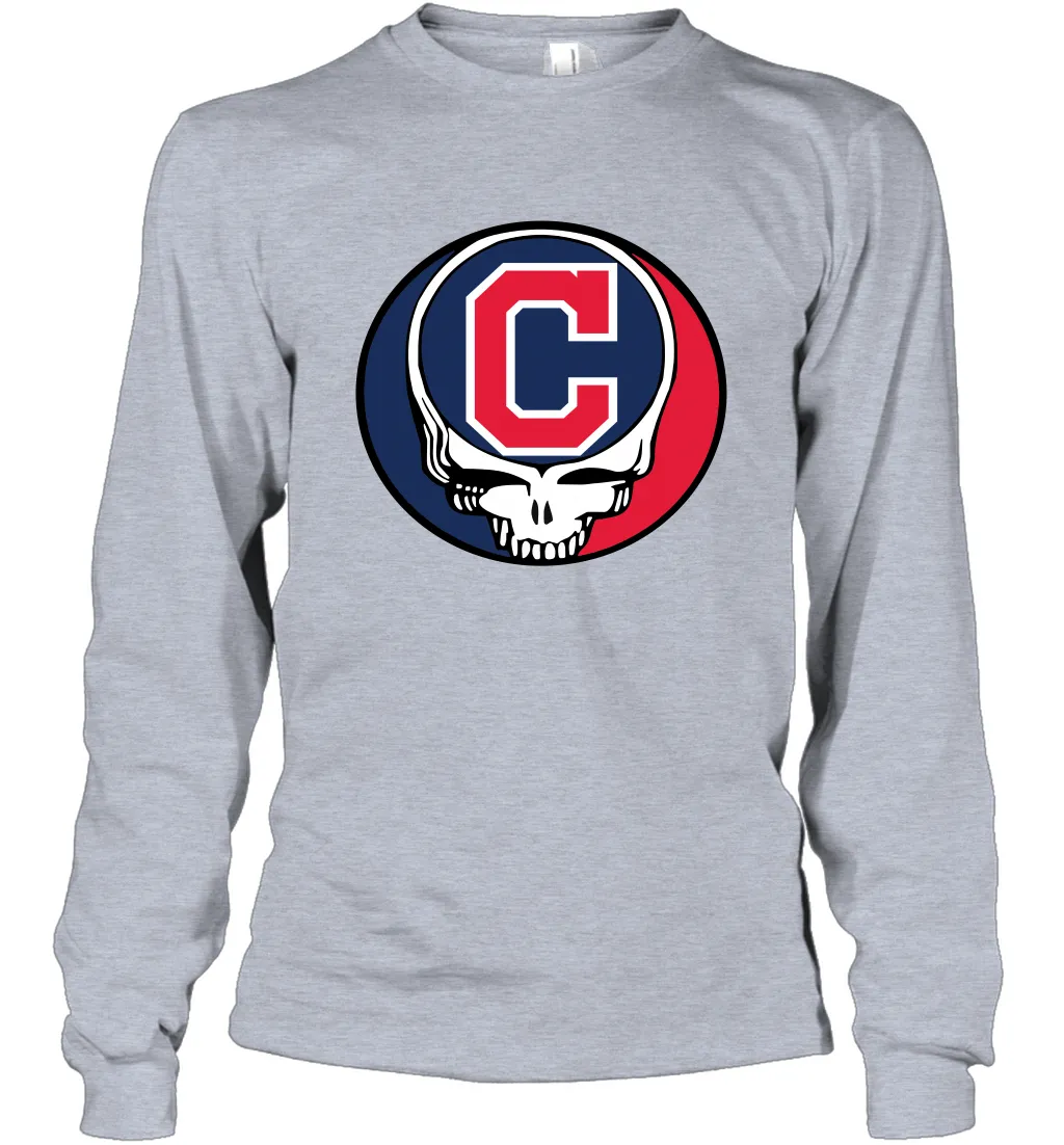 Cleveland Indians Grateful Dead Steal Your Face Baseball Adult Long Sleeve T-Shirt