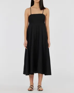 Corinna Linen Midi Dress - Black