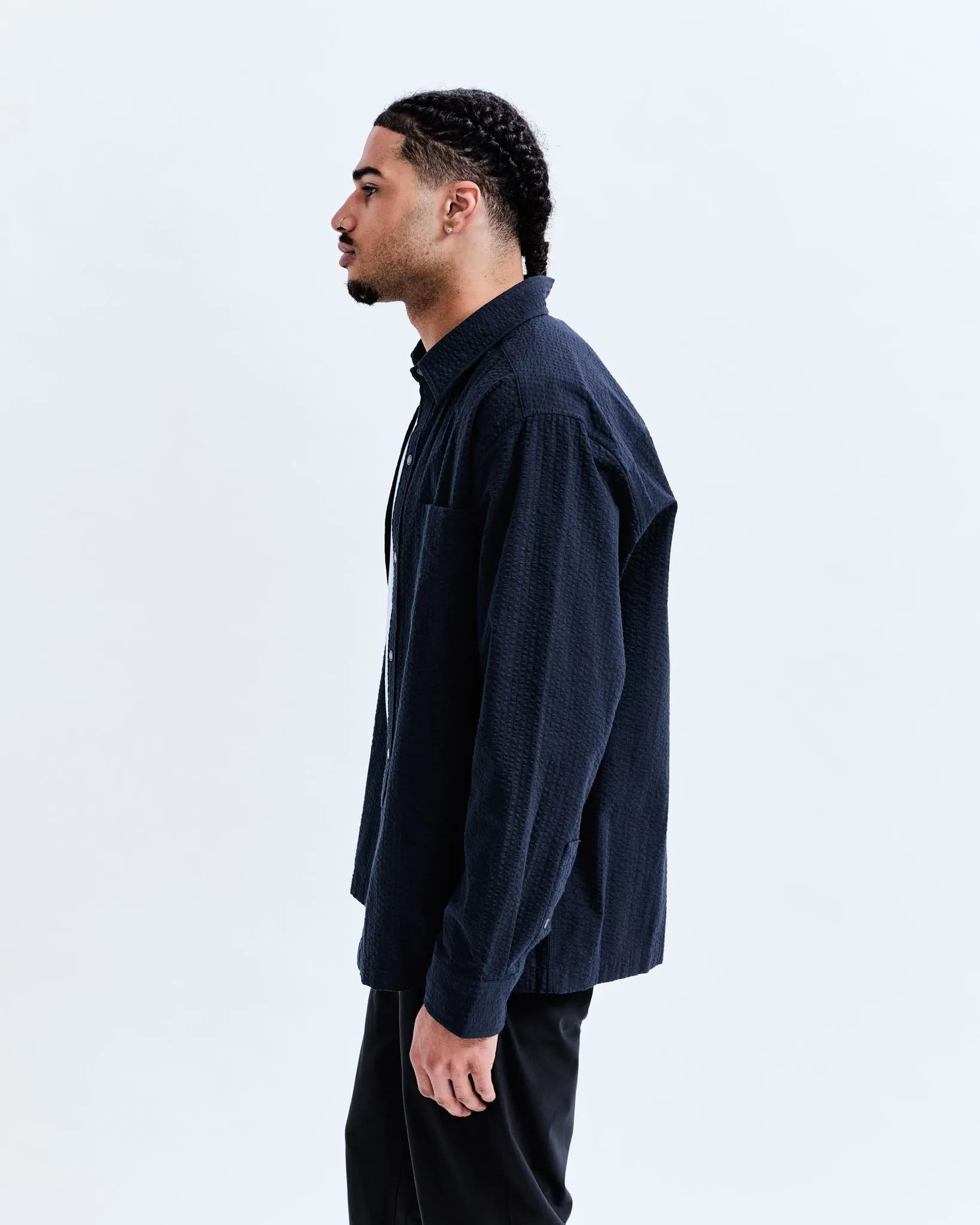 Cotton Seersucker Campus Overshirt