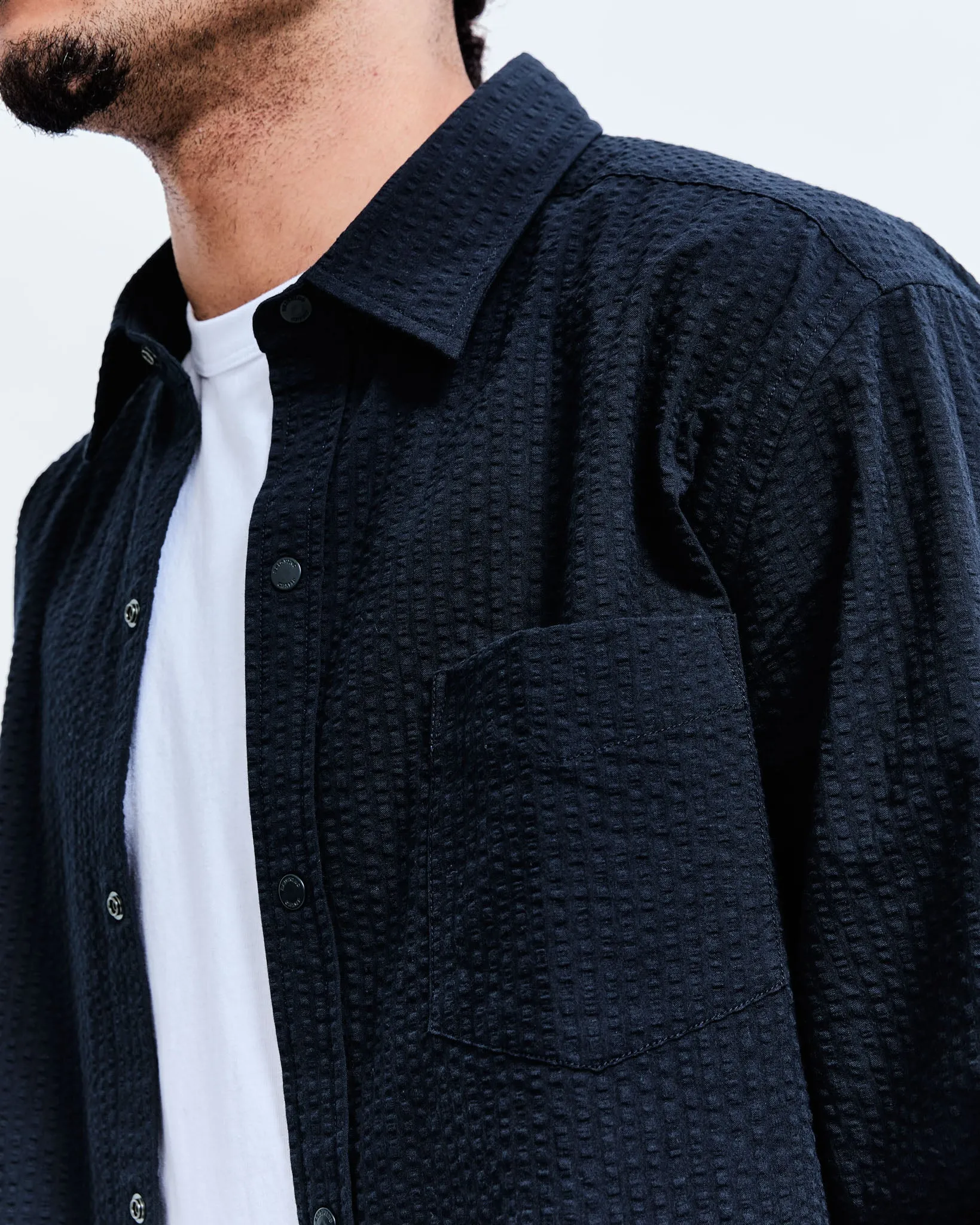 Cotton Seersucker Campus Overshirt