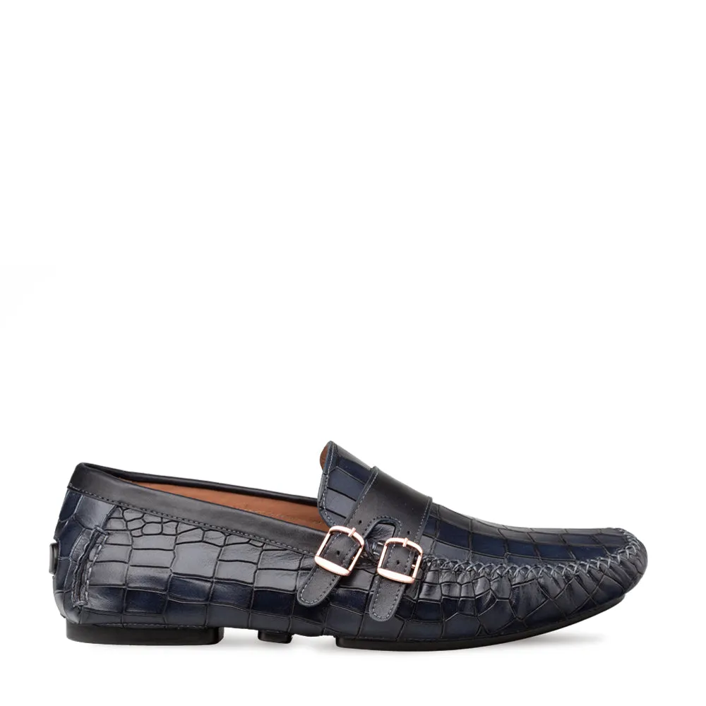 Croc-Embossed Driving Moccasin