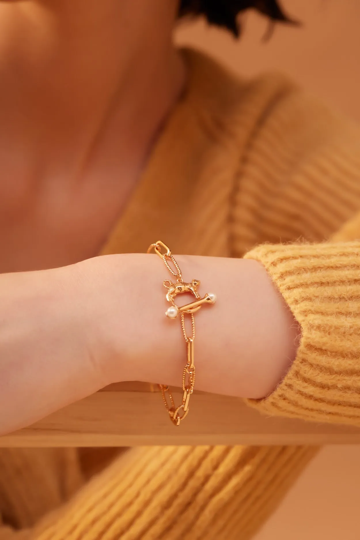 Cynthia x Love by the Moon - Gold Cat Toggle Bracelet