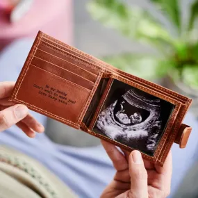 Dad-to-be Leather Wallet with Baby Scan