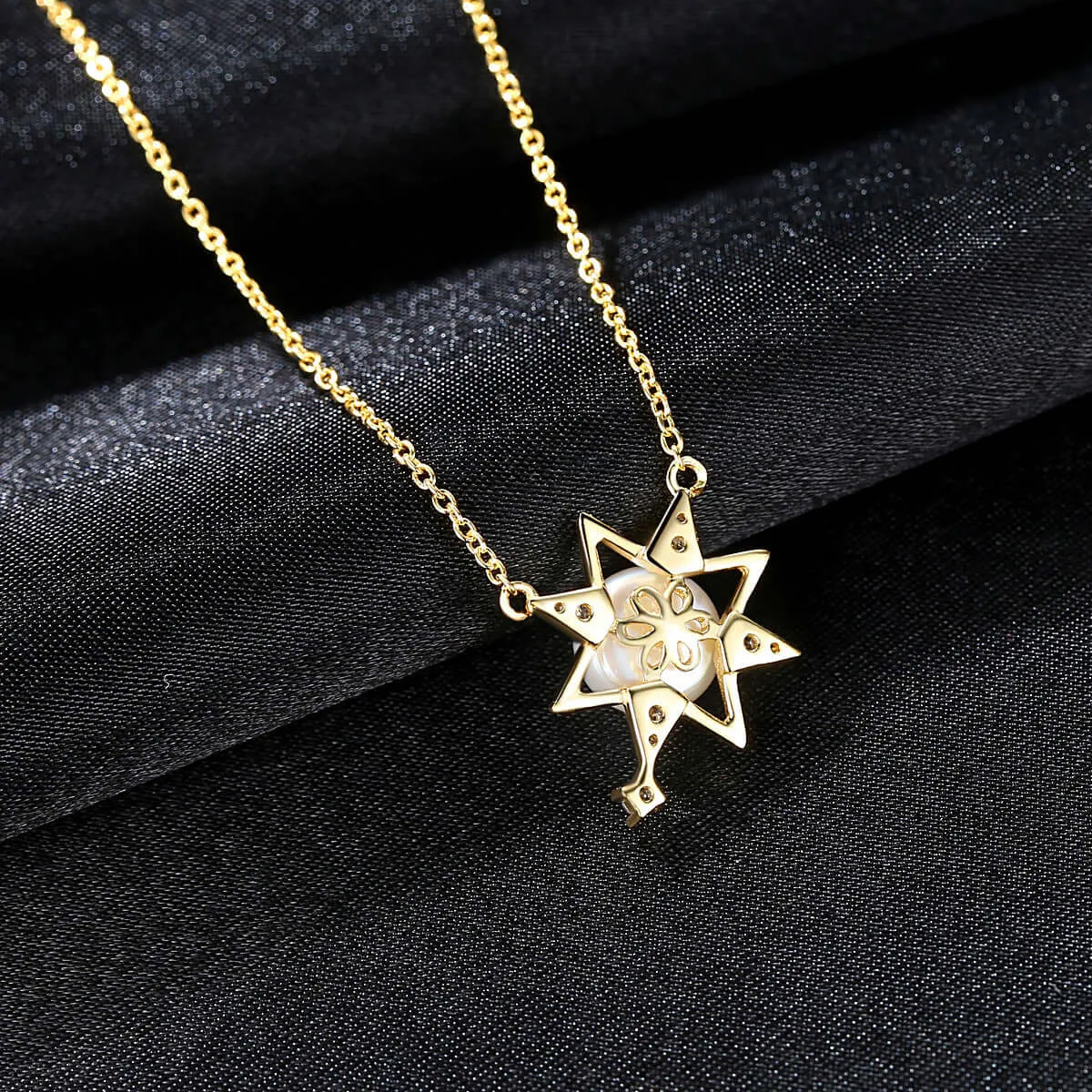 Diamond Star add a Pearl Necklace Create with s925 Sterling Silver 18K Gold Plated