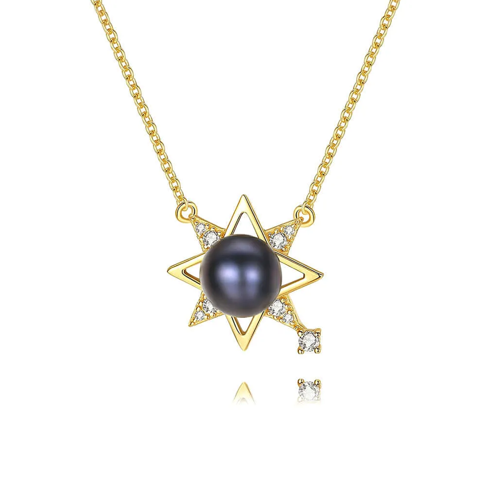 Diamond Star add a Pearl Necklace Create with s925 Sterling Silver 18K Gold Plated