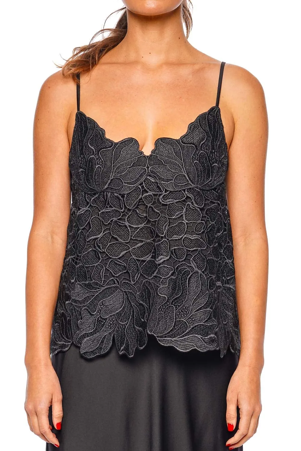 Eliana Black Embroidered Lace Cami