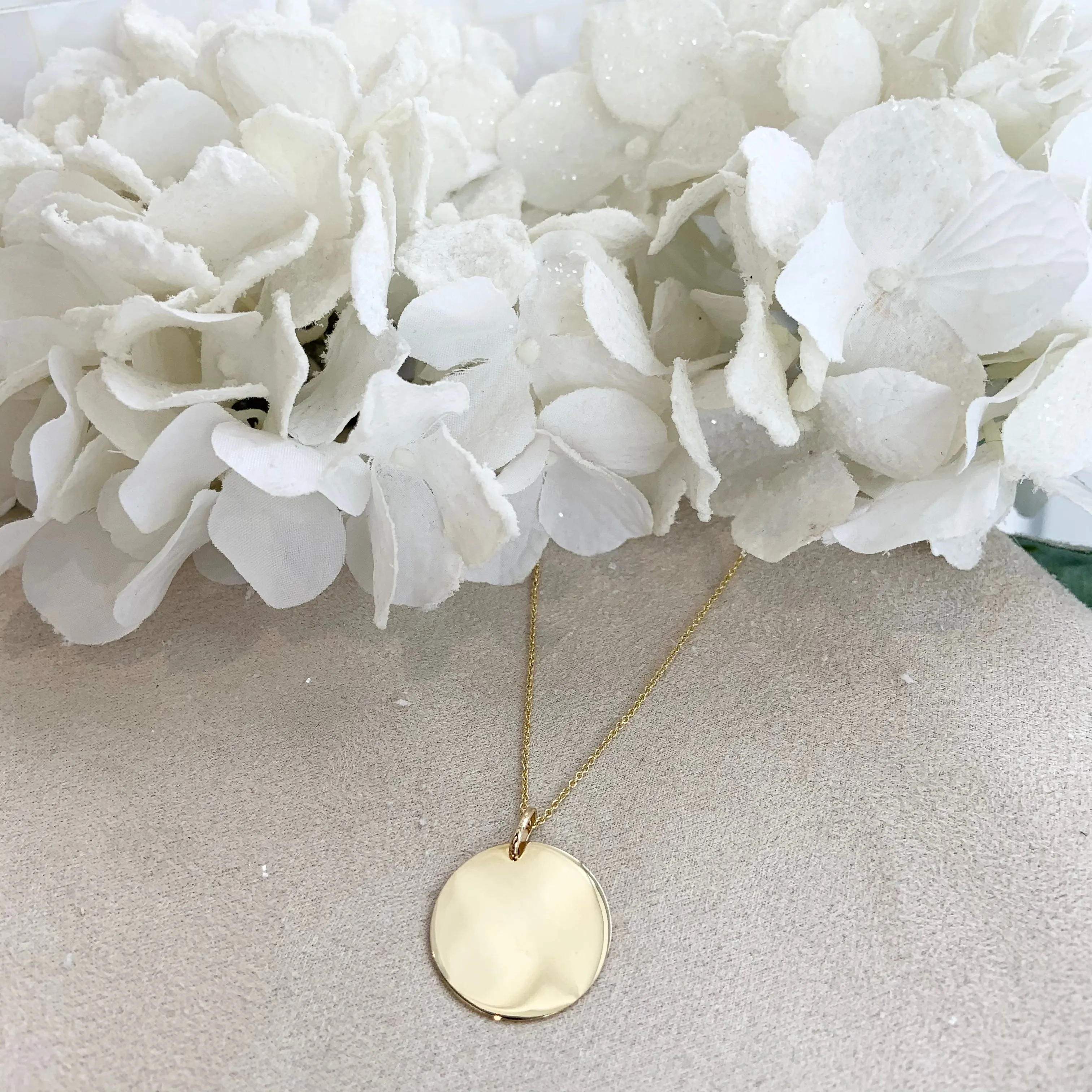 Engravable Circle- 10K Gold Round Disk Necklace