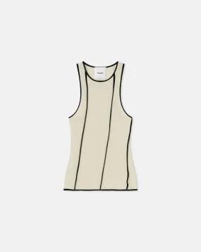 Enna - Patchwork Mesh-Jersey Tank Top - White wax/Black