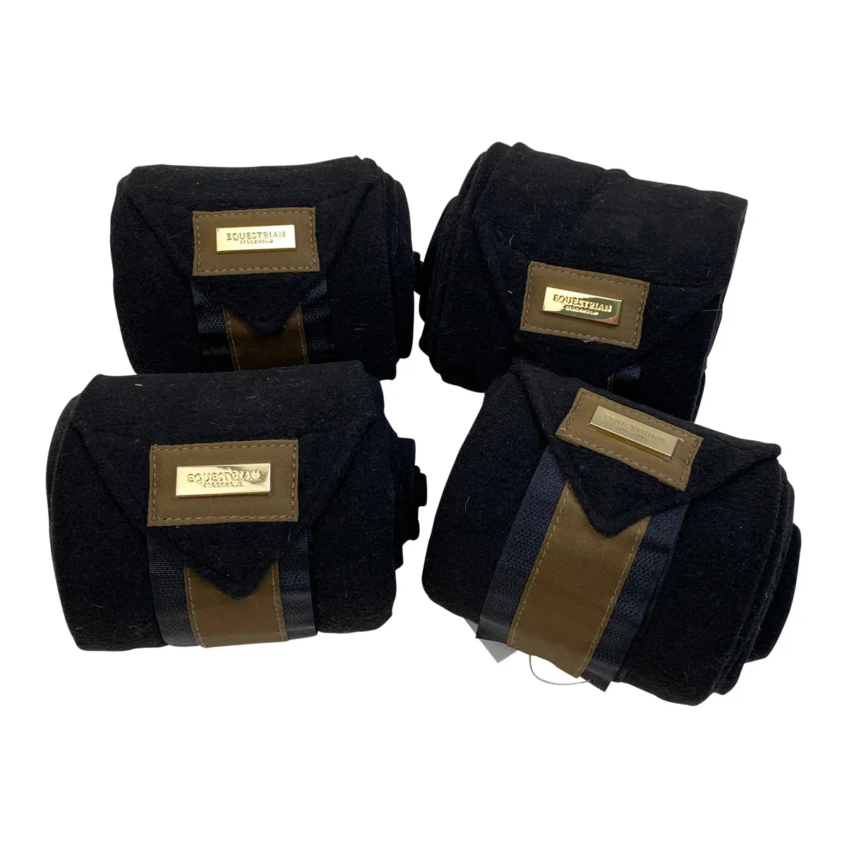 Equestrian Stockholm Bandages  in Black w/Golden Brown - Full