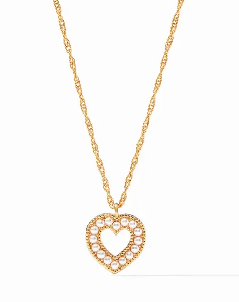 Esme Heart Pearl Solitare Necklace