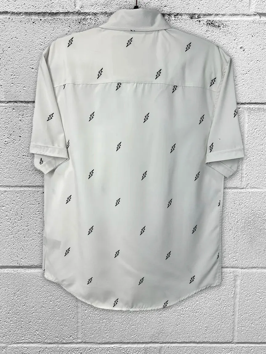 ESSENTIAL BAD LUCK SUCKS WHITE BUTTON UP