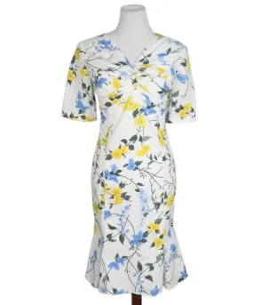 Ferragamo White Floral Print Cotton Dress sz 2