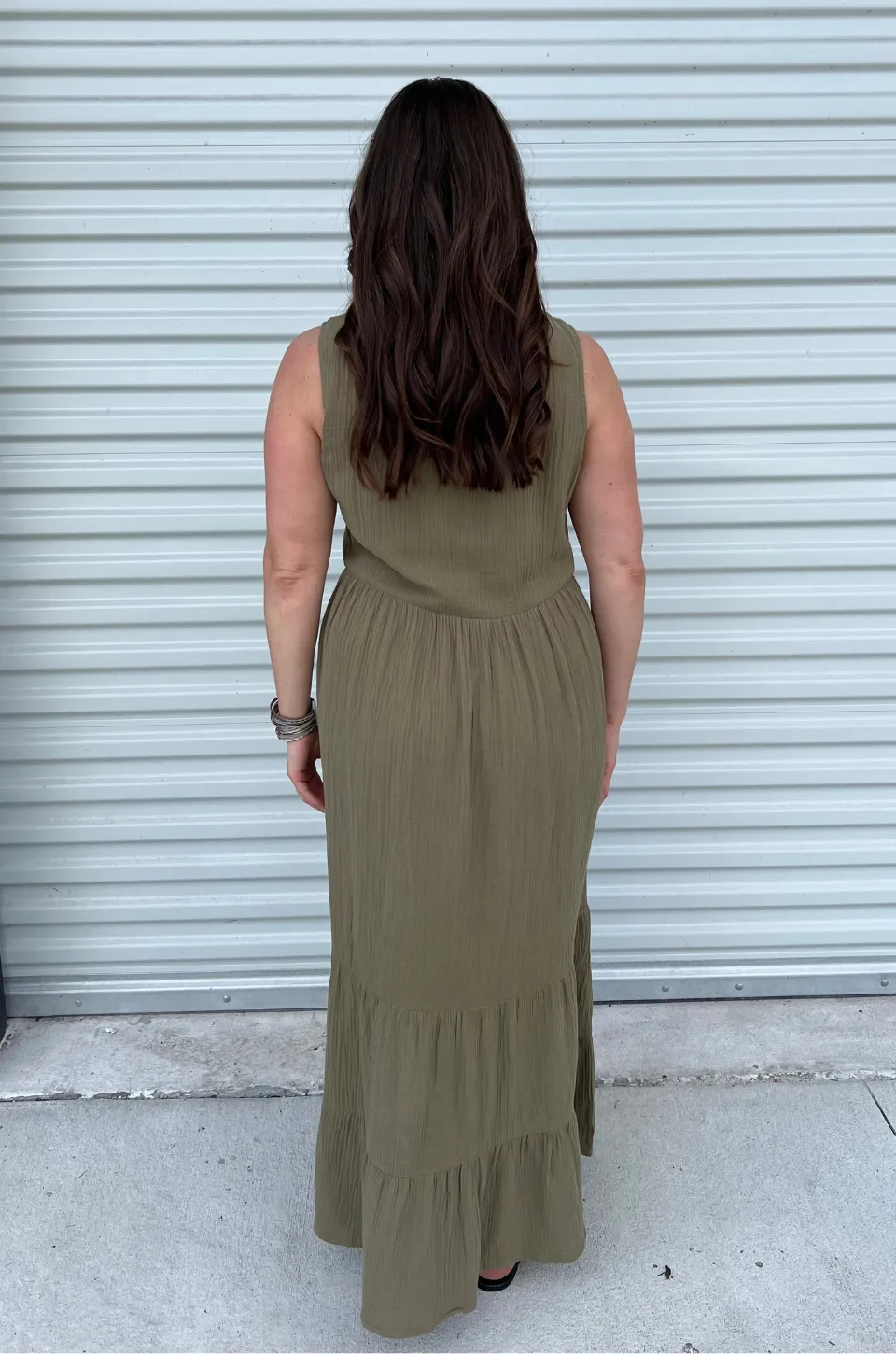 Gauze Nursing Midi With Pockets- Olive