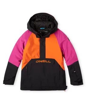 Girl's Anorak Snow Jacket - Fuchsia Red Colour Block