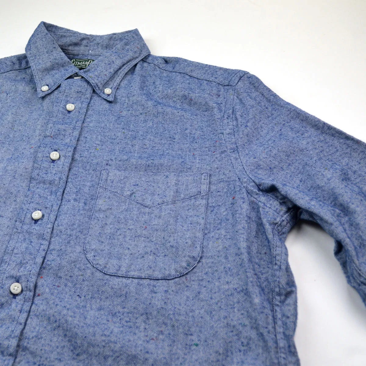 Gitman Vintage - Japanese Slub Herringbone Flannel Shirt - Blue