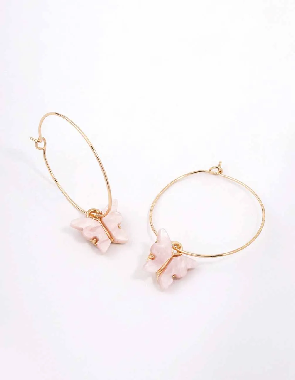 Gold Fine Butterfly Hoop Earrings