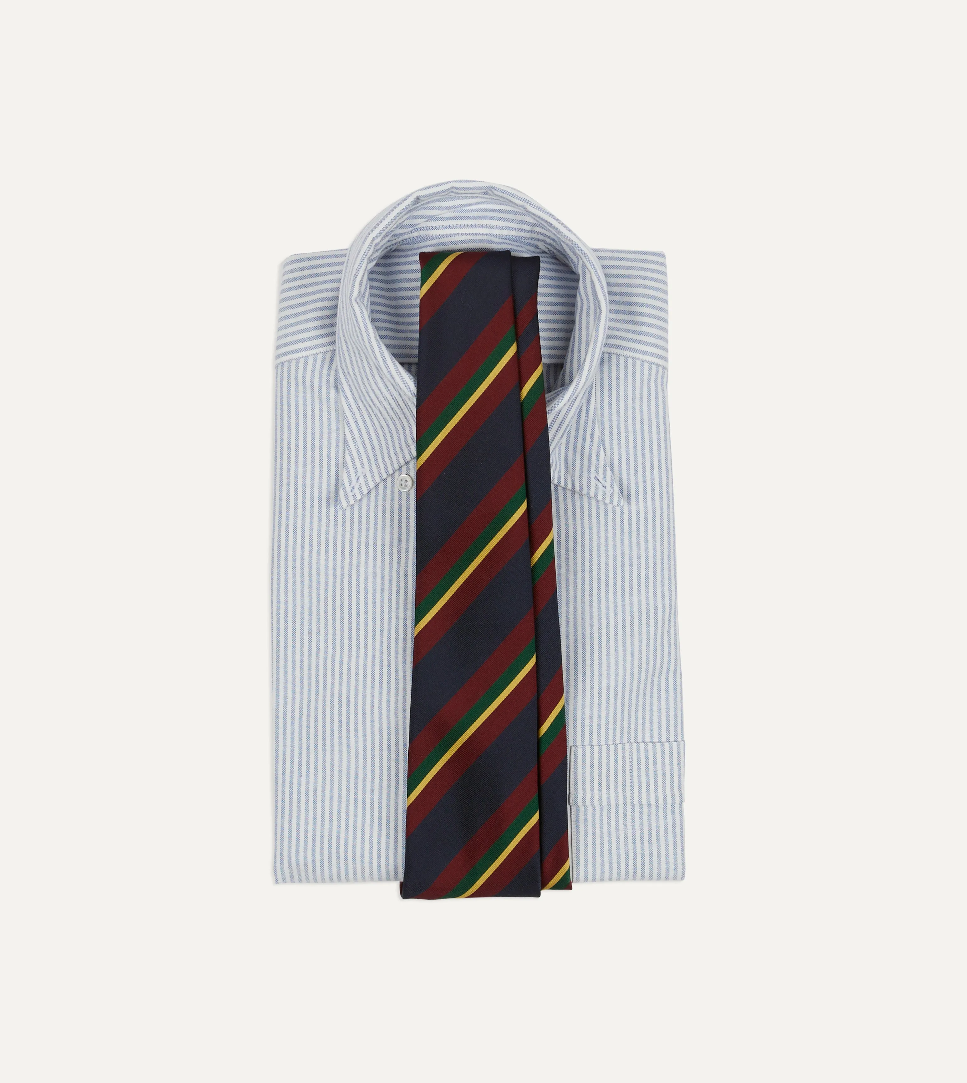 Green Multi Stripe Silk Mogador Tipped Tie