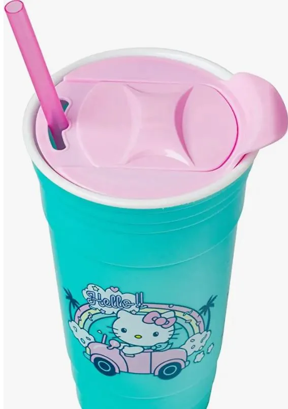 Hello Kitty Rainbow Car Plastic Tumbler with Lid - 32oz