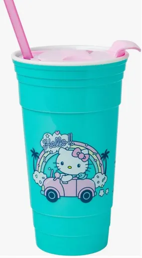 Hello Kitty Rainbow Car Plastic Tumbler with Lid - 32oz