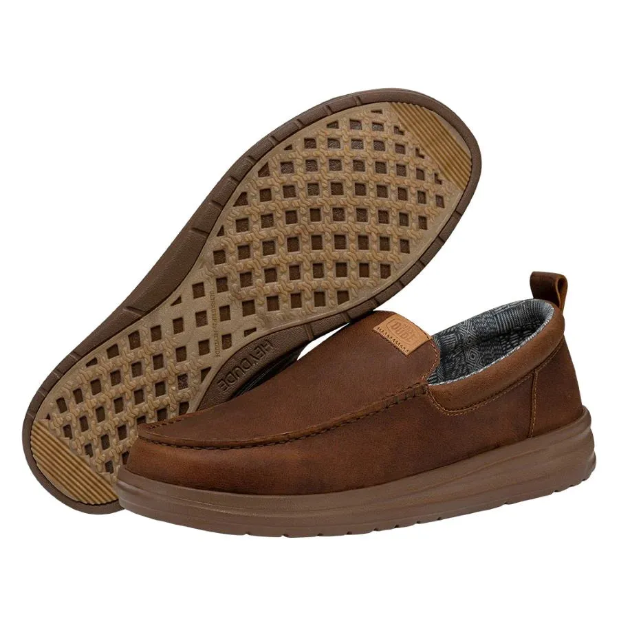 'Hey Dude' Men's Wally Grip Moc Craft Leather - Brown / Sunset Wheat