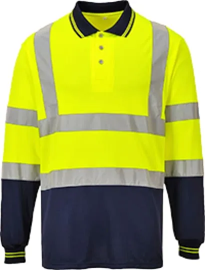 Hi Vis Two Tone Long Sleeved Polo shirt RIS 3279 Portwest S279