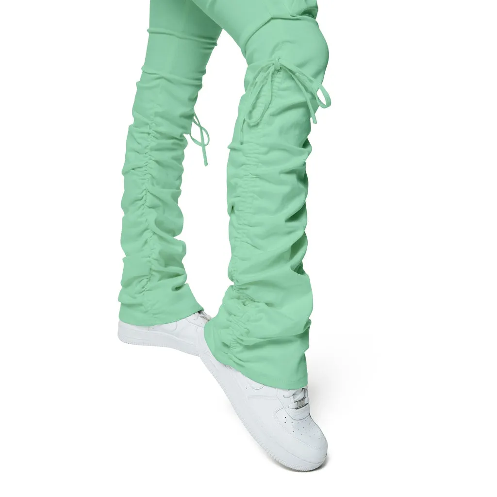 High Rise Strap Bootcut Twill Pants - Mint