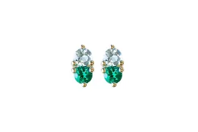 Jumelle Aquamarine   Lab Emerald Studs