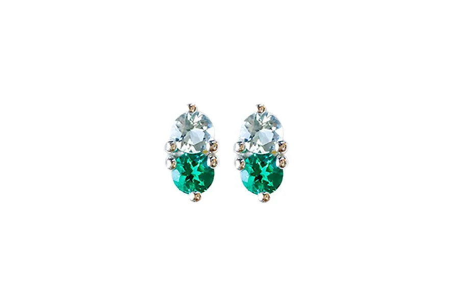 Jumelle Aquamarine   Lab Emerald Studs