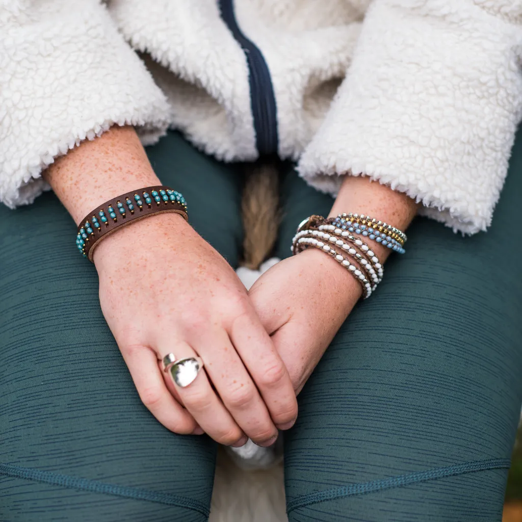 Leather Cuff - Denim