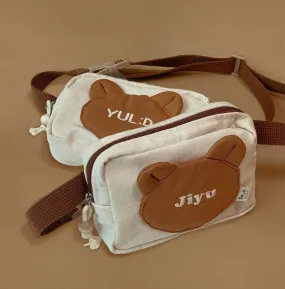 【Letters are limited to 9】Custom Name Children's Shoulder Bear Bags Fanny Pack Letter Design Kids Messenger Bag Chest Bag