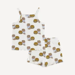 lettuce spaghetti strap tank   lettuce short set | burger & fries | organic cotton interlock