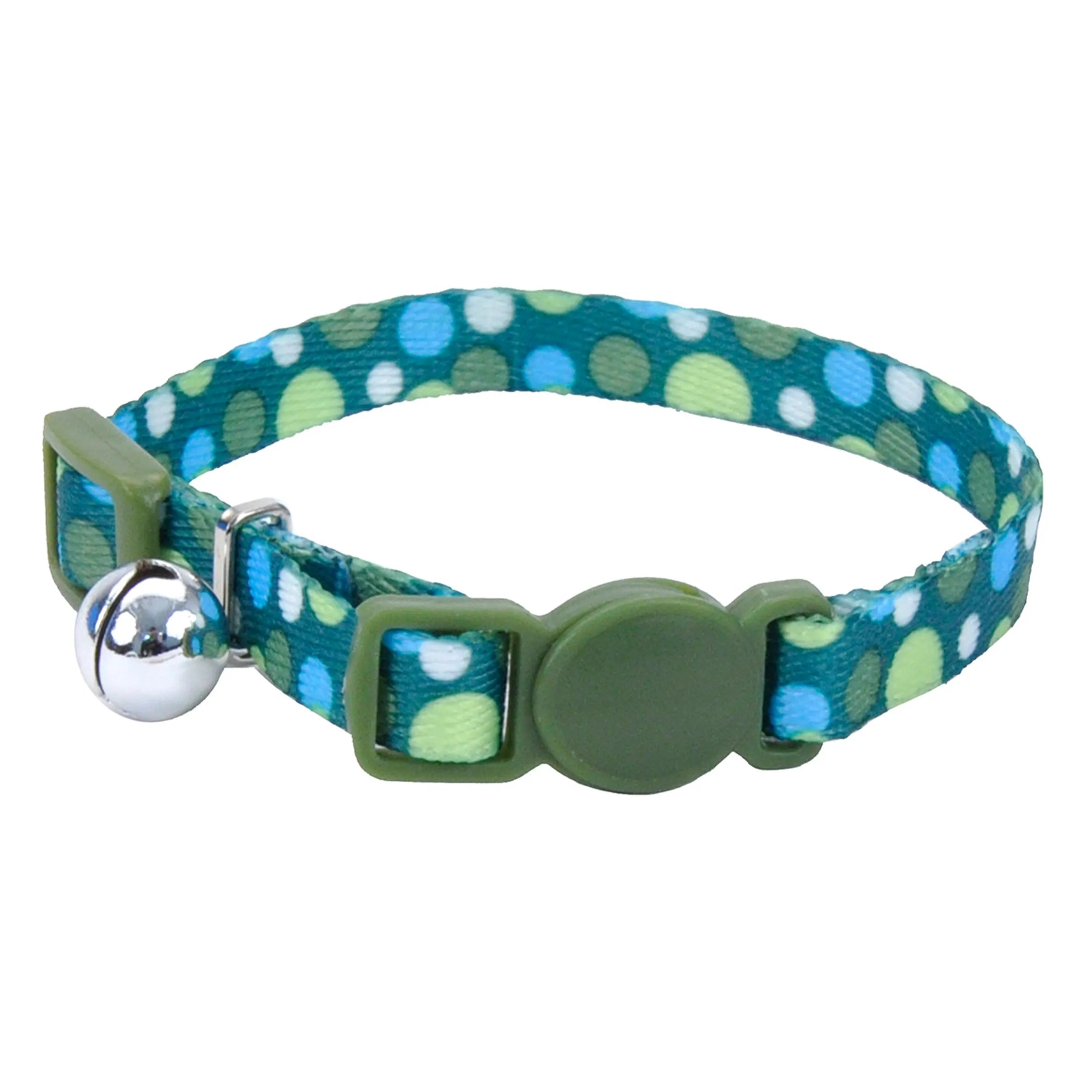 Li'l Pals Adjustable Breakaway Kitten Collar, Green Dots