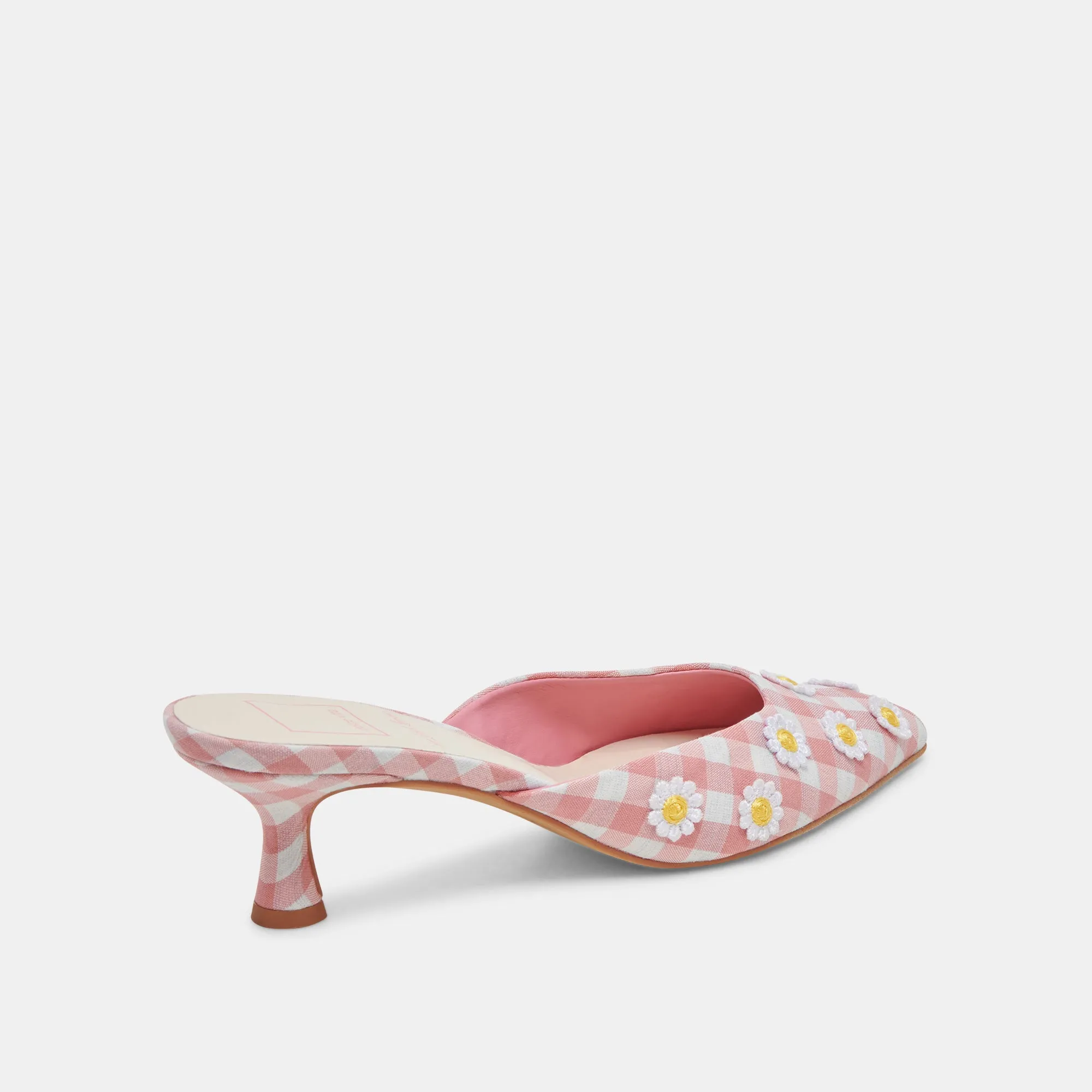 LILOU HEELS WHITE PINK GINGHAM