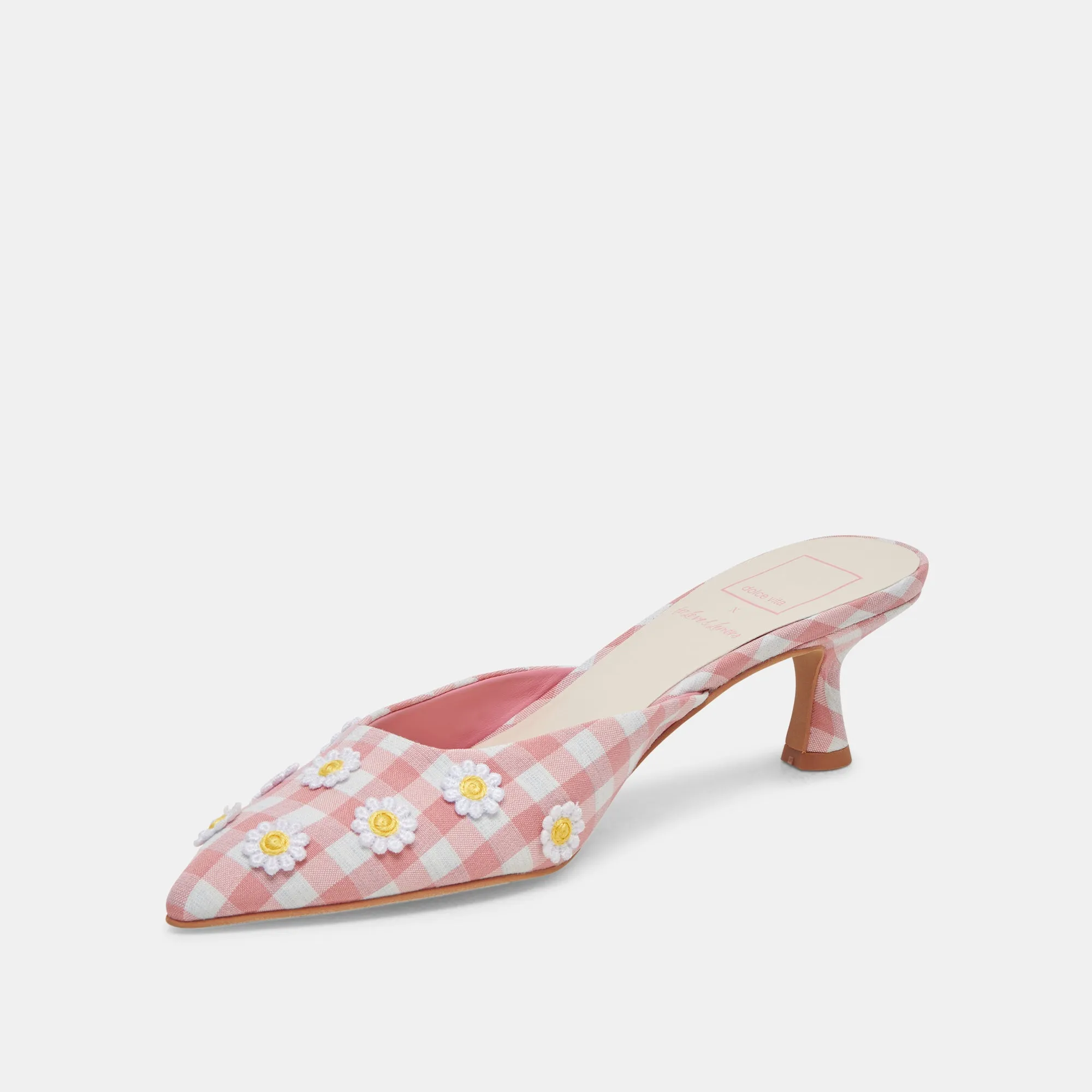 LILOU HEELS WHITE PINK GINGHAM