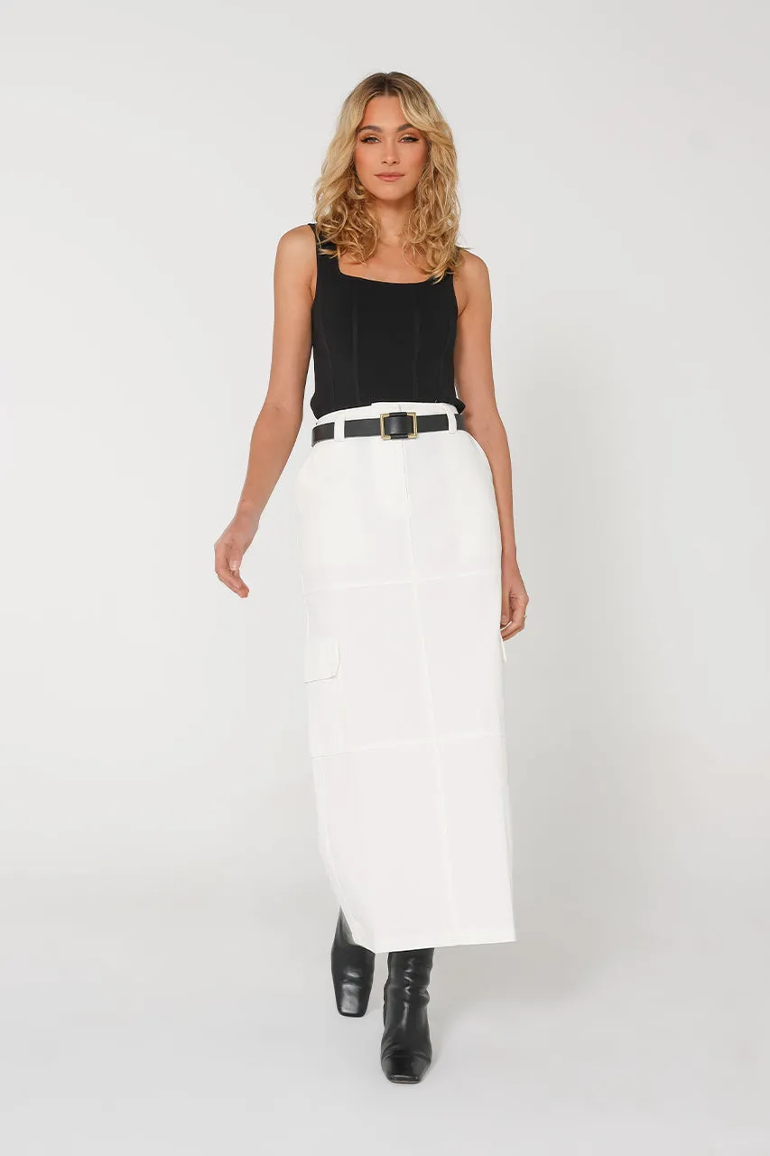 Lisa Cargo Maxi Skirt | White