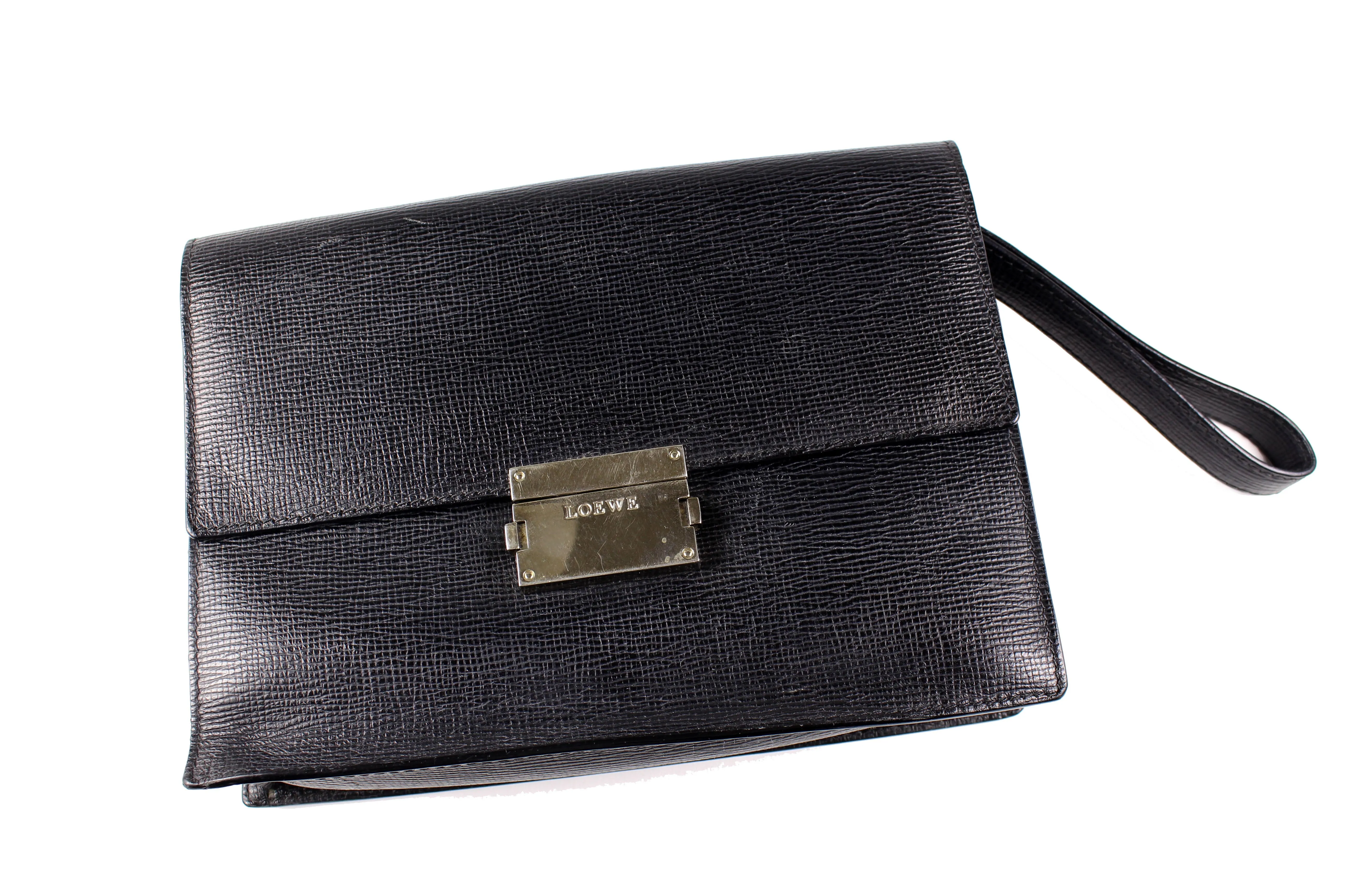 LOEWE man bag black leather optional handle