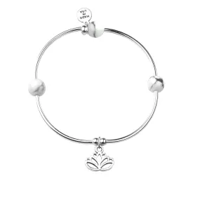 Lotus | Soft Bangle Charm Bracelet | Howlite