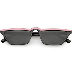 Low Temple Color Top Cat Eye Sunglasses