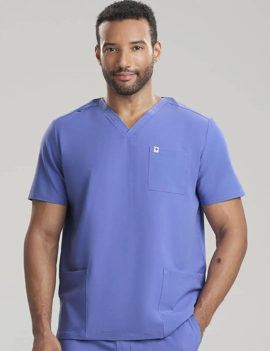 Mens 3-Pocket V-Neck Scrub Top