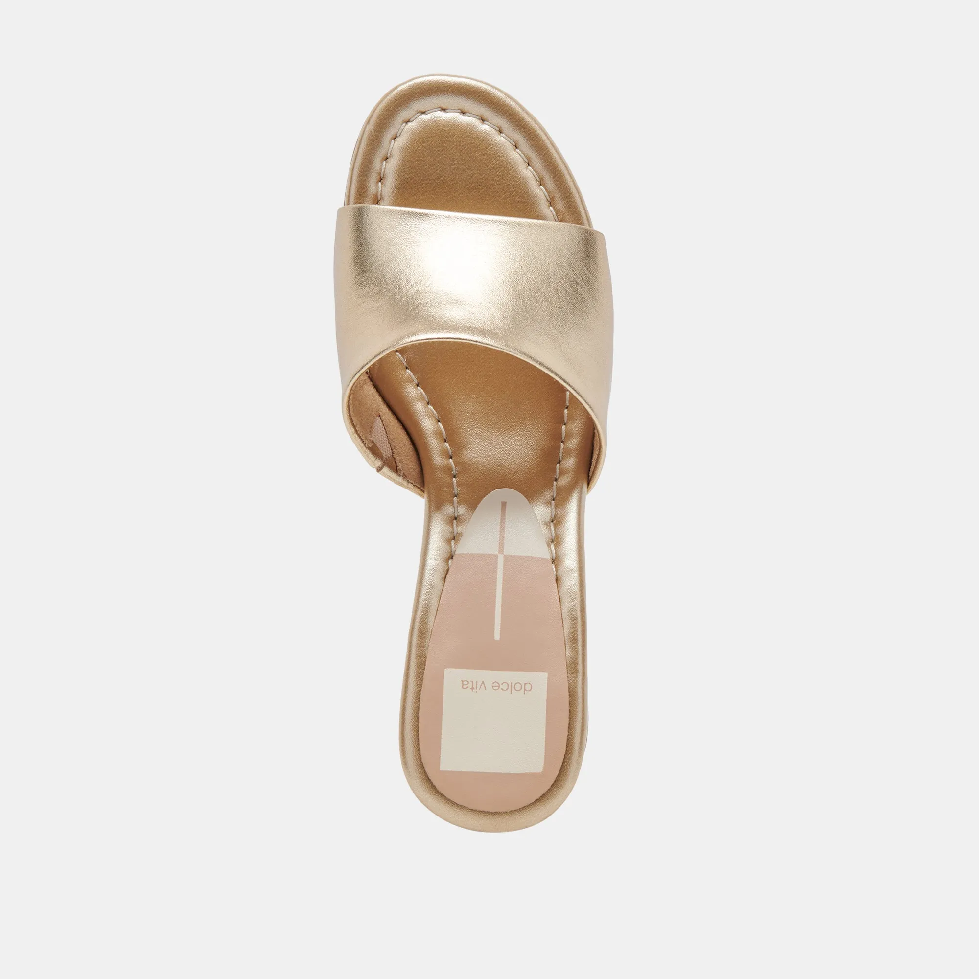 MINNY DRESS WIDE HEELS ROSE GOLD METALLIC LEATHER