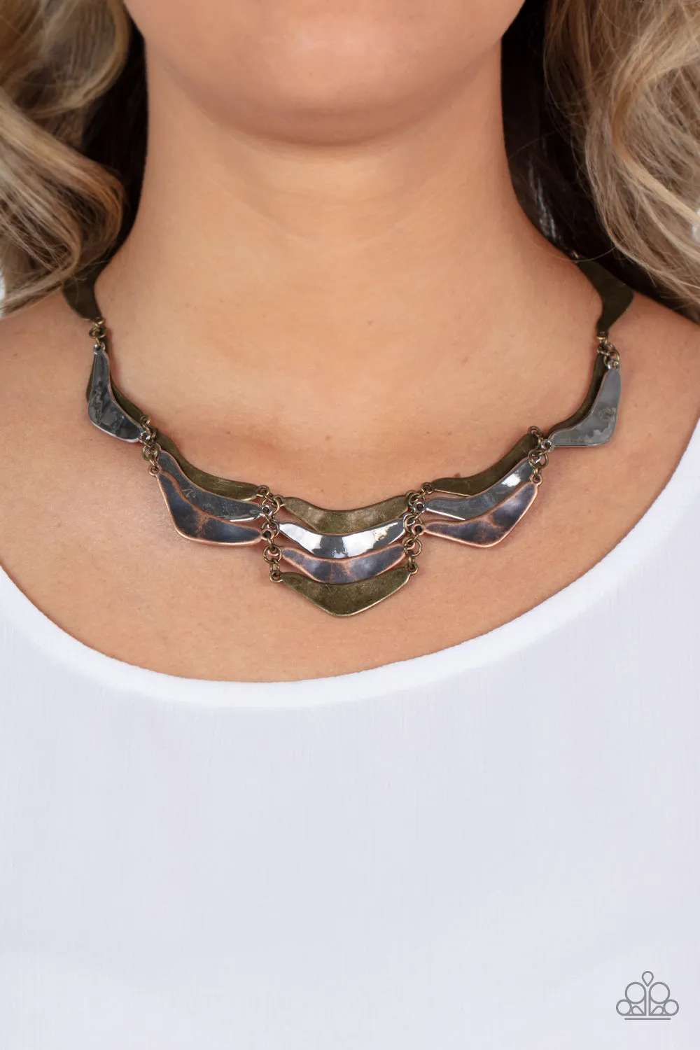 Mixed Metal Mecca - Brass Multi Paparazzi Necklace