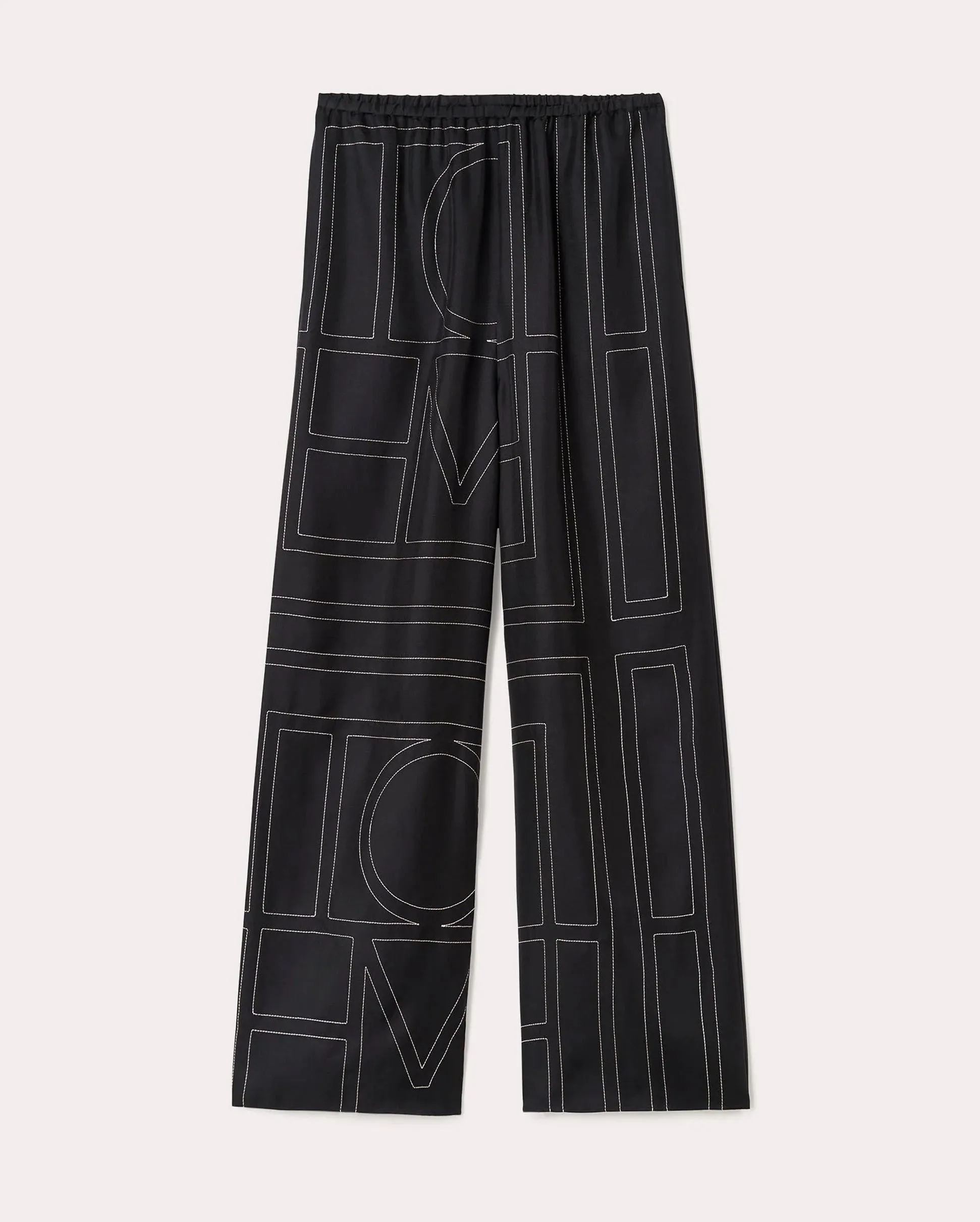 MONOGRAM SILK PJ BOTTOMS / BLACK