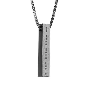 Morse Code Bar Necklace - Brushed Steel 6mm