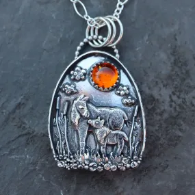 Mother and Child Moose Pendant