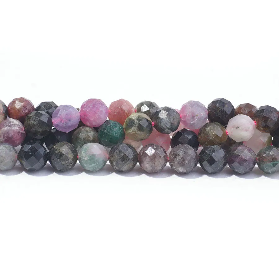 Multi Tourmaline 6mm Round Faceted- 15-16 Inch